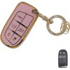 Pink Soft TPU Key Fob Cover Case Protector for Jeep Grand Cherokee Renegade Dodge Durango Challenger Wrangler Patriot Grand Comander Journey Fiat Dart Chrysler 200 300 Smart Key (For Jeep/Chrysler A)