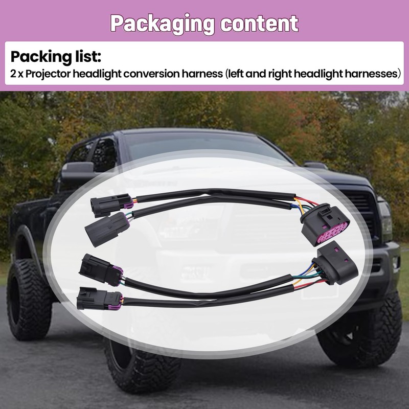 Farpida 2Pcs Conversion Harnesses Quad Housing to Projector Headlight Fits