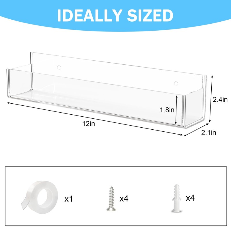 VAEHOLD Adhesive Acrylic Spice Rack with Nano Double Sided Tape