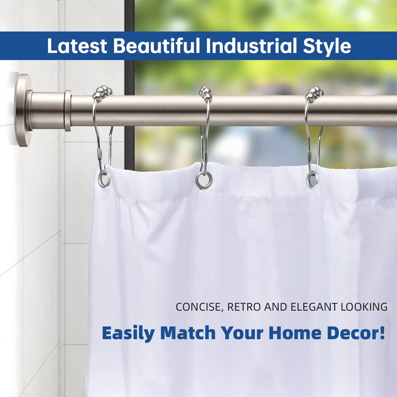 BRIOFOX Industrial Shower Curtain Rod - Spring Tension Shower Rod