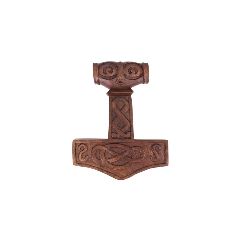 Face Hammer with Wooden Hand Carved Wall Art-Viking