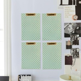 Blu Monaco Aqua Clipboard with Gold Foil Square Geometric Pattern - Letter Size Decorative Clipboard for Home and Workplace Organization