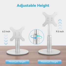 Almoz Desk Stand for Echo Show 21, Echo Show 15 (All Generations), Raises Up to 9.5" from Desk, Tilt and Swivel Mount for Alexa Echo Show 21, No Tools Required, Stable Centered Rod Design (UP-Silver)