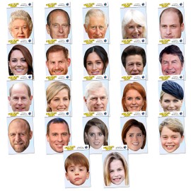 MEGA PACK - All 22 Royal Family Masks - Royal Family Celebrity Face Mask - Ready To Wear - Perfect For Coronation Parties - 22 Pack