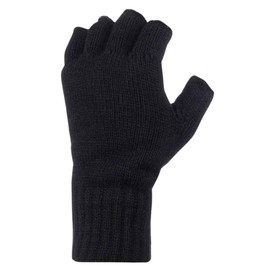 Heat Holders | WRK Comfortable & Hardwearing workwear | Men's Fingerless Winter Warm Thermal Gloves | Black | One Size Fits Most