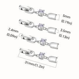 Lovejftty Silver Necklace Bracelet Extender for Women, 4pcs Cubic Zirconia Foldover Extension Jewelry Clasps for Jewelry Making