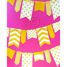 3 x 10ft Yellow and White Spot and Stripe Reversible Flag Bunting 30 ft paper