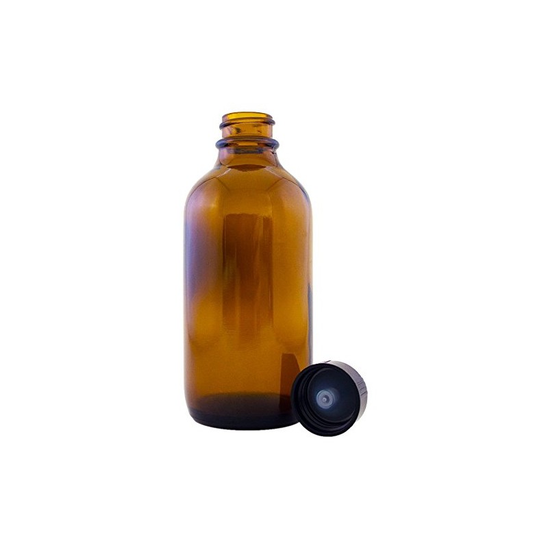 Amber Glass Bottle 4 oz – Boston Round with Black