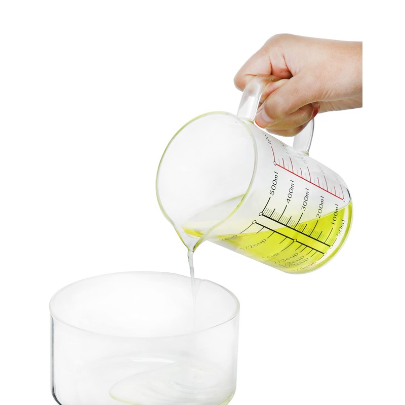 QWORK Glass Measuring Cup, 2 Pack 500ML (18 Oz, 2