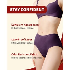 REELINDRY Incontinence Underwear for Women Washable, 2 oz Adult Underwear for Incontinence Women Bladder Leakage 2 Pack (Berry, M)