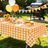 4 Pack Orange Gingham Tablecloths for Birthday Party Fall Thanksgiving