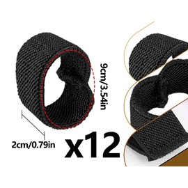 Emezddo Pack of 12 Elastic Belt Holders, Belt Loops for Service Belt, Tactical Backpack Strap Holder, Belt Keeper, for 3 cm - 4 cm Belt Straps (Black), black