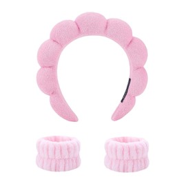 TopBine Skincare Headband，Spa Headband for Women Makeup Headband for Washing Face, Makeup, Skincare, Shower Bubble Headband (Pink)