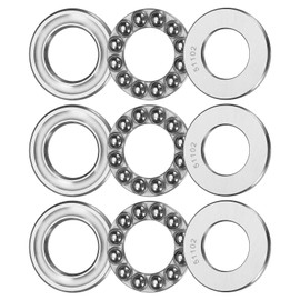 sourcing map 3 Set 51102 Thrust Ball Bearings 15 x 28 x 9mm Plane Axial Ball Bearing Single Row Roller, Chrome Steel (ABEC3)