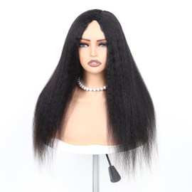 Human Hair Wig Yaki Straight Wear and Go Glueless Wigs Human Hair 180% Density Machine Made Wigs for Black Women Natural Color 22inch