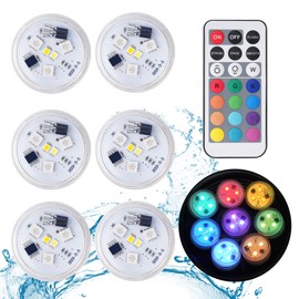 ALED LIGHT 6 x Underwater Lights, Mini Light, RGB Multi Coloured Pond Lighting, Waterproof Tea Lights, Multicoloured, Christmas Decoration for Aquarium, Vase, Bathtub, Pool, House