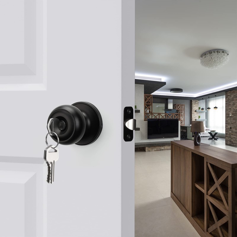 Haidms 1 Pack Matte Black with Lock and Key, Entry,