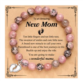 PINKDODO First 1st Mothers Day Gifts for New Mom Mommy to Be Gifts Bracelet New Mom Gift Pregnancy Postpartum Gifts for Expecting Mom Basket Essentials