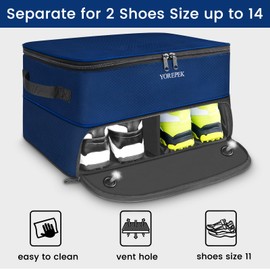 YOREPEK Large 2 Layer Golf Trunk Organizer for 2 Size14 Pair Shoes, Car Golf Locker with Separate Ventilated Compartment, Golf Gear Storage Organizer Store All Golf Stuff, Cool Gifts For Golfers,BLUE