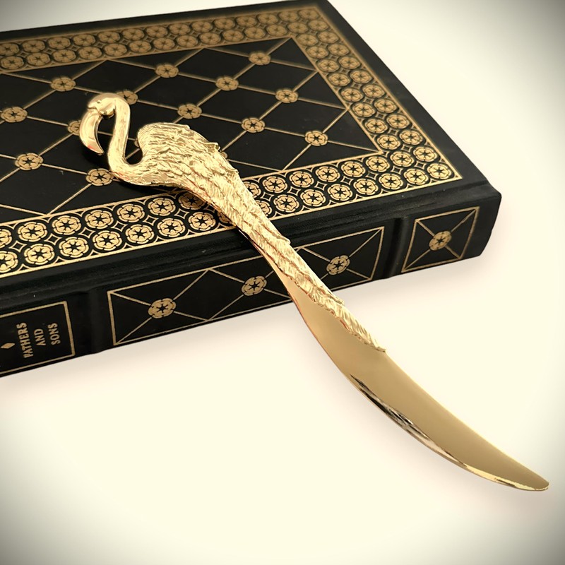Evenchae Flamingo Letter Opener, Elegant Gold Finish, Desk Accessory for