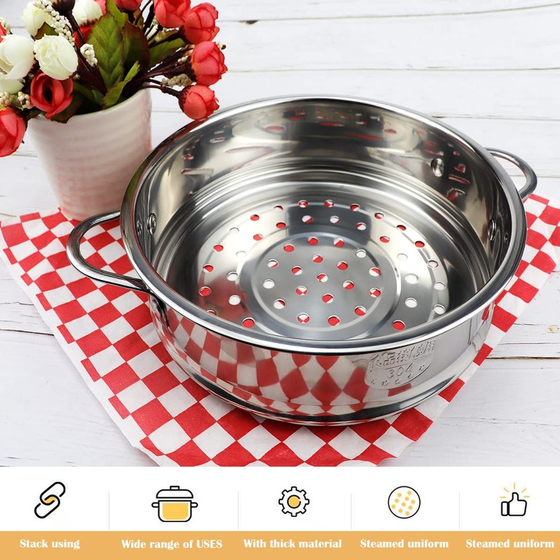 Stainless Steel Steamer Pot - 7 Inches Round with Cooking
