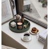 HofferRuffer Faux Leather Round Serving Tray, Vegan Croco Leather Decorative