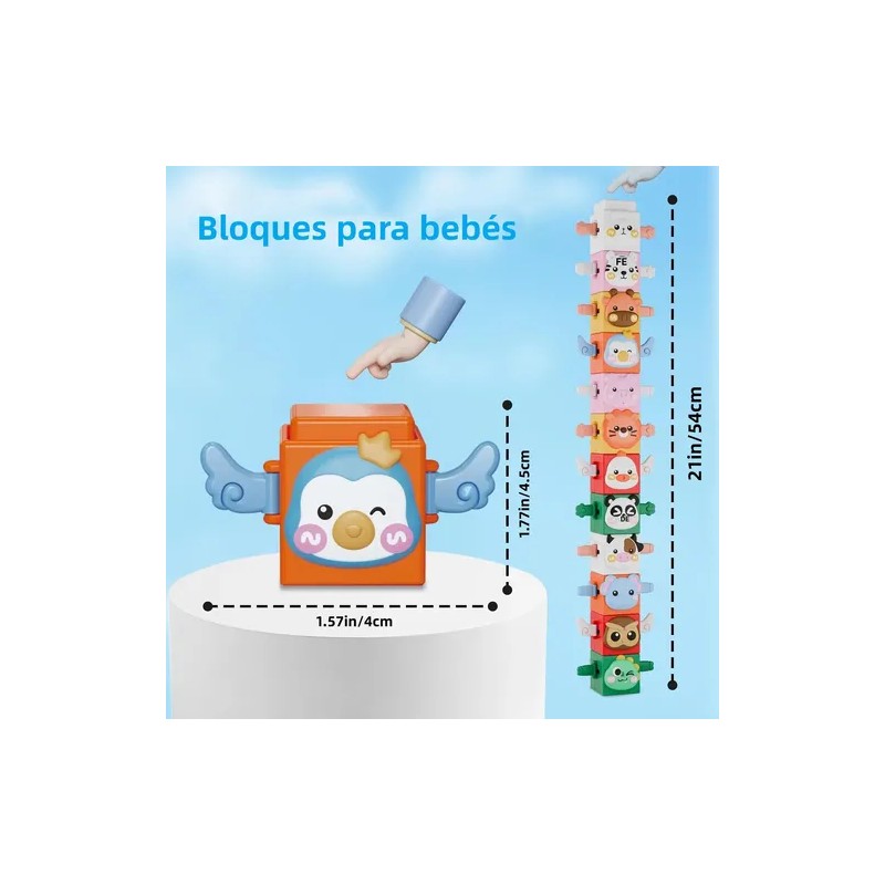 Bloques Apilables Coloridos Montessori Para Bebés 0-2a