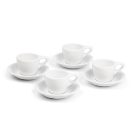 ANGELENO Coffee Espresso Cups Set of 4, 2.7oz Porcelain Ceramic Demitasse Cups, White (4-Pack)