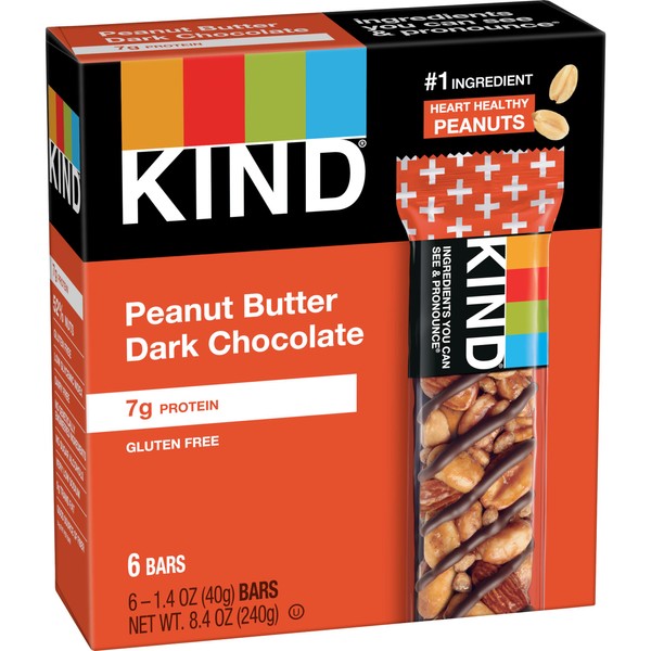 KIND Healthy Snack Bar, Peanut Butter Dark Chocolate, 7g Protein, Gluten Free Bars, 1.4 OZ, (60 Bars)