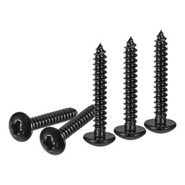 DTGN #10x2 Sheet Metal Screws - 50 Pack - for Wood, Furniture - 304 Stainless Steel Phillips Truss Head Self Tapping Tip Wood Screws - Black