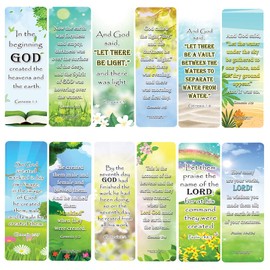 NewEights Bible Verses About God's Creation Bookmarks (2-Sets X 6 Cards) – Daily Motivational Card Set – Collection Set Book Page Clippers – Ideal for Church Events