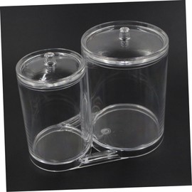WOONEKY Acrylic Double Hole Cotton Swab Box Makeup Case Lid Storage Box for Beauty Tools Portable Organizer