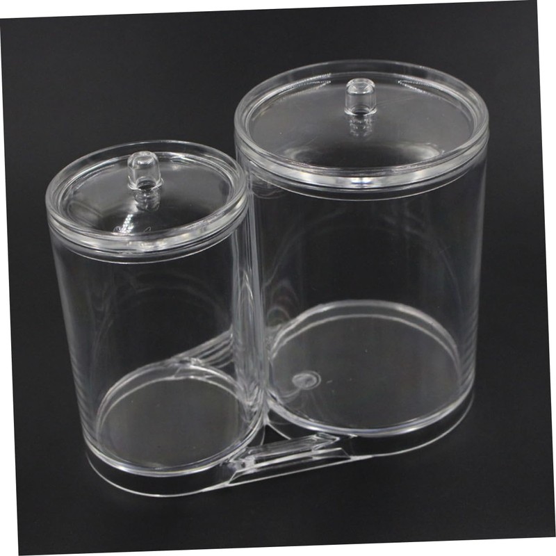 WOONEKY Acrylic Double Hole Cotton Swab Box Makeup Case Lid