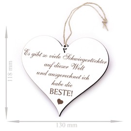 Dekolando Gift for Daughter in Law Heart – There Are So Many Daughters in Law ... Ich habe die Beste – 12 cm x 13 cm Gifts Decoration Thank You Birthday Christmas