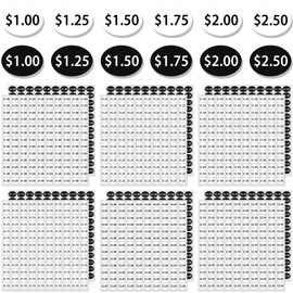 HINZIC 1440pcs Vending Machine Price Labels, 12 Sheets Snack Vending Machine Labels Stickers, Soda Beverage Price Labels Stickers $1.00 $1.25 $1.50 $1.75 $2.00 $2.50 for Business Stores, Black & White