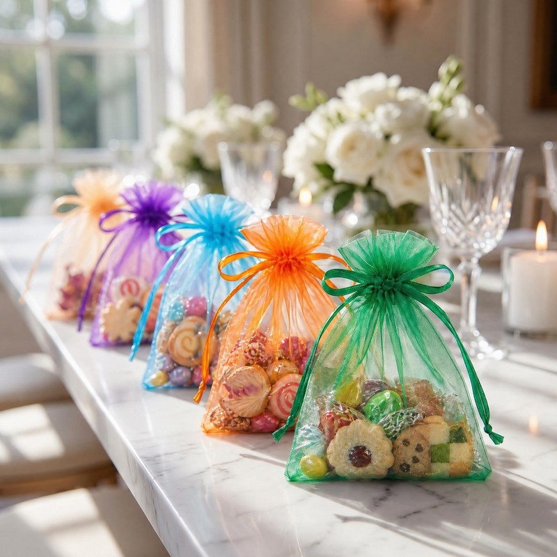 Sacchetti per confetti in organza 100 pezzi, sacchetti regalo con