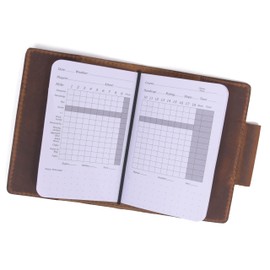 Tolredo Made in Canada Top Grain Cow Leather Cover Refillable Golf Log Book 24 Pages Non Bleeding Paper Golfing Journal Pocket Dairy Notebook for Men & Women (Size- 5.5" X 4.4")