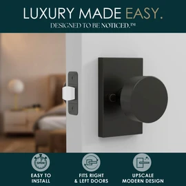 Mega Handles Laura Privacy Door Knobs - 1 Pack Reversible Interior Matte Black Door Knob, Heavy Duty Bed and Bath Door Knobs with Privacy Lock, Fits All Standard Door Sizes - Matte Black