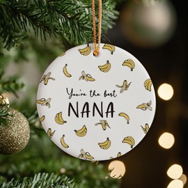 KSDUT Nana Gifts Banana Ornament - Nana Gifts from Grandkids Ceramic Ornament Keepsake, Grandma Gifts for Birthday Christmas Tree Decor, Grandmother Decoration Hanging Ornament