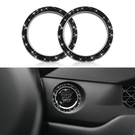 QZTYTY 2PCS Car Engine Start Stop Decoration Ring, Car Start Button Cover, Push to Start Button Start Engine Ring, Car Accessories Push Start Button Ignition Ring Sticker for Women (Black, 2PCS)
