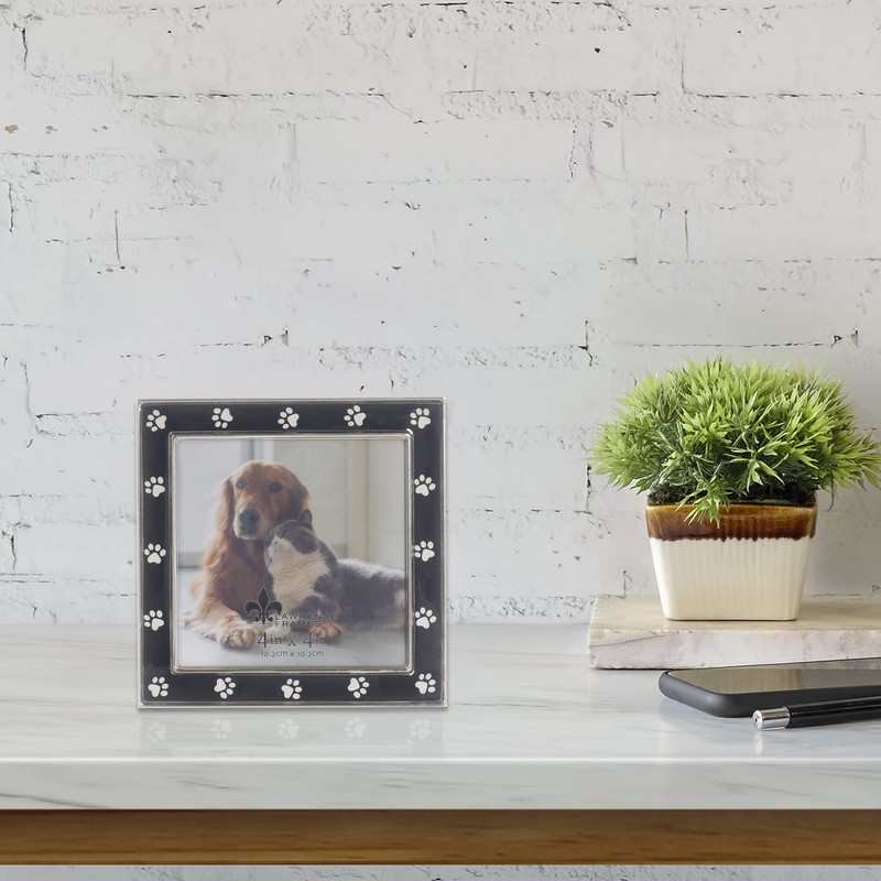 Lawrence Frames Metal and Black Enamel Paw Print Photo Frame