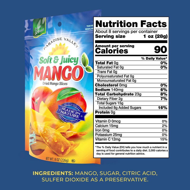 Dried Mango Slices - Delicious Texture Soft & Juicy Low