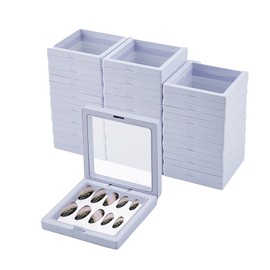 SUPERFINDINGS 3D Floating Press On Nail Packaging Boxes Fake Plastic Nail Display Square Box Jewelry Organizer Showcase for Necklaces Earrings Rings Storage 7.5x7.5cm