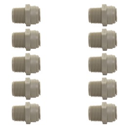 1/2" NPTF Thread to 1/2" Push Fit Connection Piece - Compatible with John Guest Part PI011624S (10)