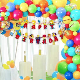 Brt Simpson Happy Birthday Banner Cartoon-Inspired "Happy Birthday" Banner – Bold Yellow Comic Style Party Garland for Wall Decor & Backdrops – Pre-Strung, Reusable & Easy to Hang