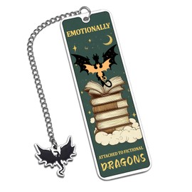 Fantasy Dragon Book Marks for Women Men - Christmas Funny Gift Ideas, 4th Forth Flying Dragon Themed Gift for Fantasy Book Lover, Stocking Stuffer for Reading Women Bookmark White Elephant Gifts Her