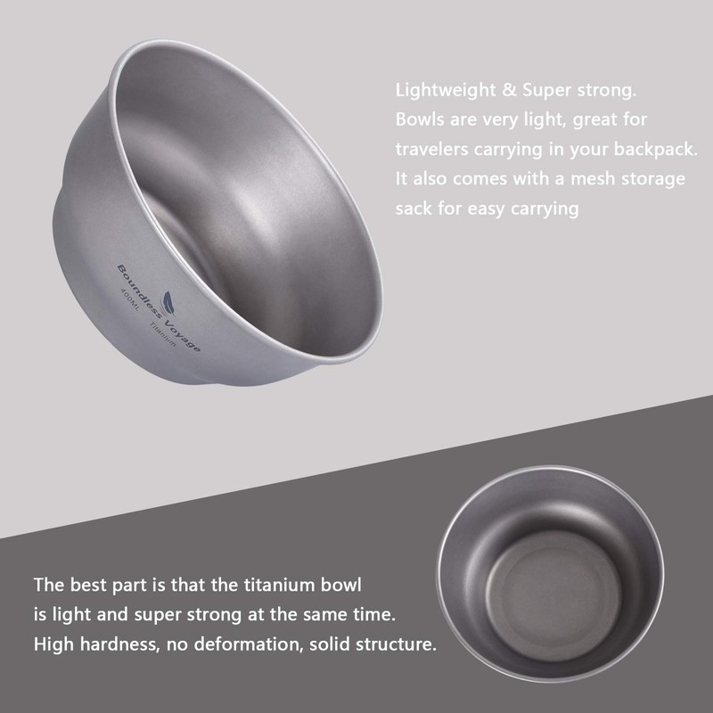 iBasingo Titanium Bowls Plate Ultralight Single Wall Bowl Plate Outdoor