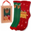 MIJOMA 2 Pairs Christmas Socks Set, Christmas Stockings with Cute