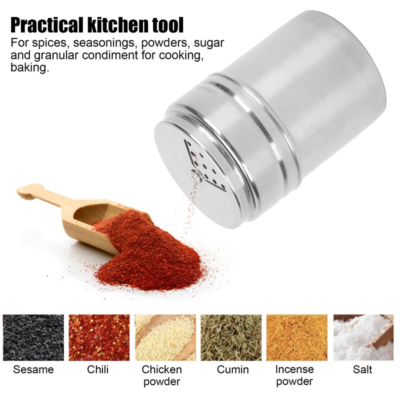 5PCS Seasoning Bottle Stainless Steel Spice Shaker with Rotating Cover