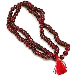 Lal Chandan Mala Red Sandalwood Rosary for Japa and Men & Women (7-8mm, Large Bead Size, 108+1 Beads, Natural Lal/Red Chandan Beads - Pack of 1